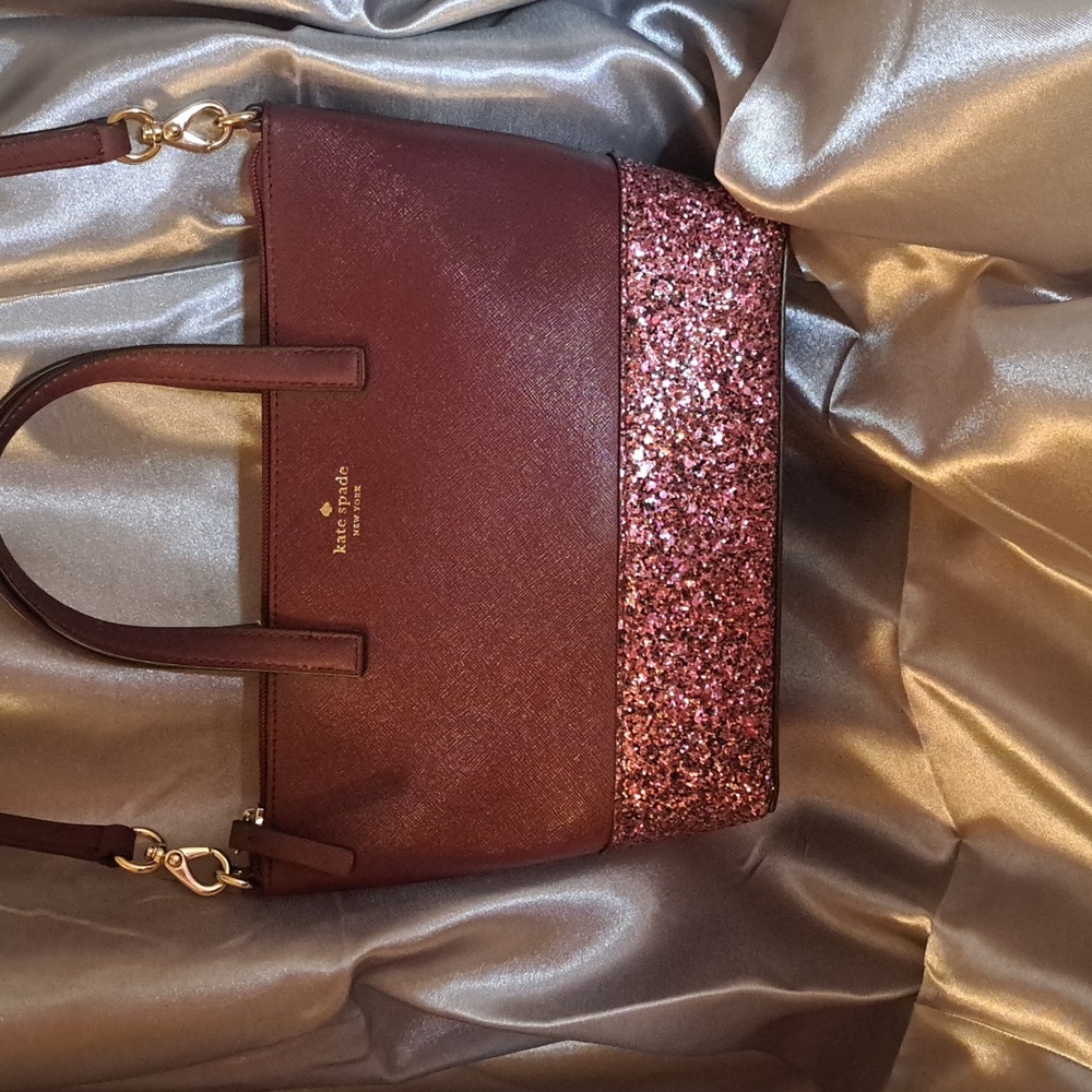 Kate Spade Glitter Burgundy Satchel and Crossbody NEW Condition